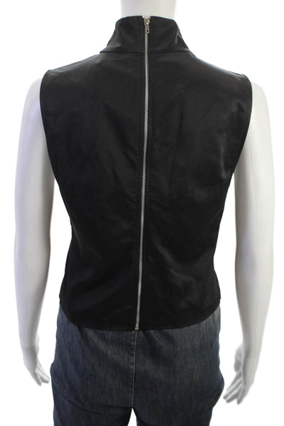 Zara Women Sleeveless Mock Neck Tank Black Viscose Polyester Size M