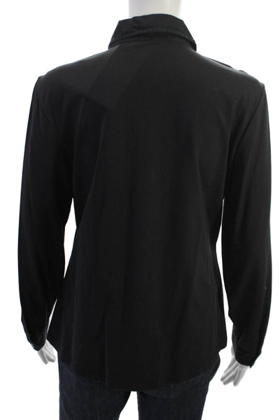 J. Mclaughlin Womens Black Collared Button-Up Long Sleeve Top Size L