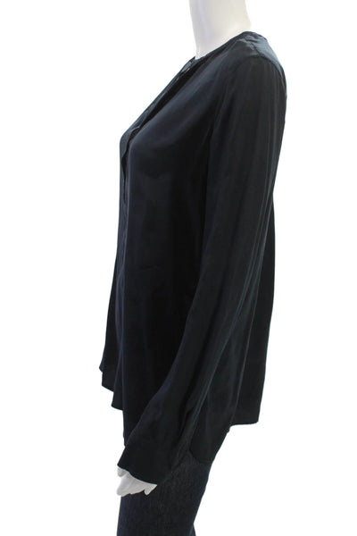 Vince Womens Basic Button-Up Blouse Black Long Sleeve Polyamide Size 6