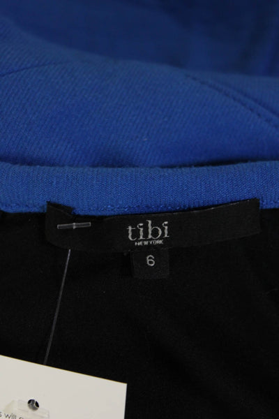Tibi Womens Shift Mini Dress Blue Pima Cotton Short Sleeve Size 6