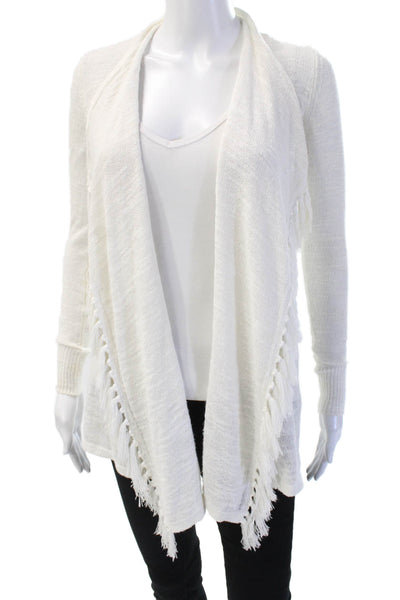 Lilly Pulitzer Womens Cardigan White V-Neck Long Sleeve Cotton Solid Size 2XS