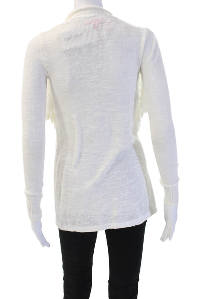 Lilly Pulitzer Womens Cardigan White V-Neck Long Sleeve Cotton Solid Size 2XS