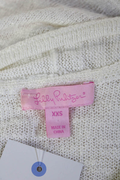 Lilly Pulitzer Womens Cardigan White V-Neck Long Sleeve Cotton Solid Size 2XS