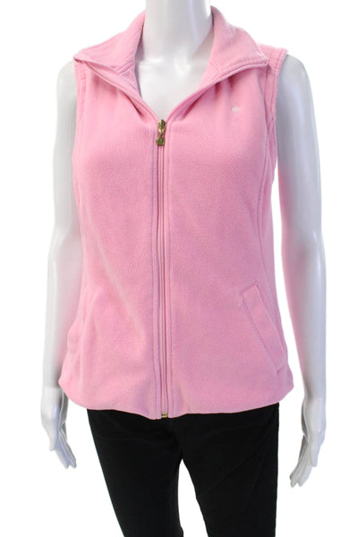 Lilly Pulitzer Womens Pink Cotton Collared Zip Solid Preppy Vest Size XS