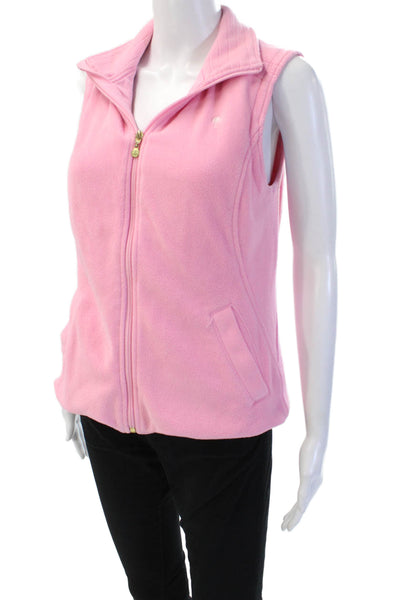 Lilly Pulitzer Womens Pink Cotton Collared Zip Solid Preppy Vest Size XS