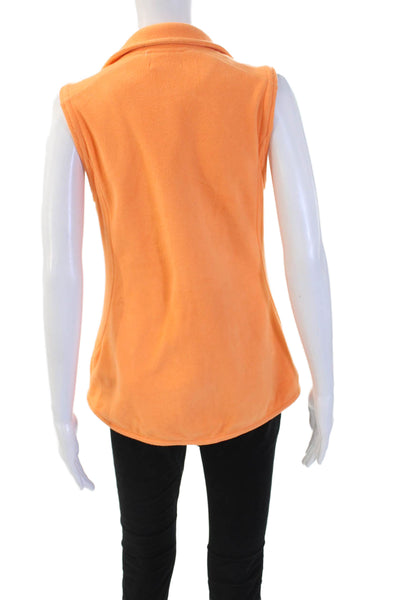 Lilly Pulitzer Womens Orange Collared Zip Solid Polyester Vest Fall Size S