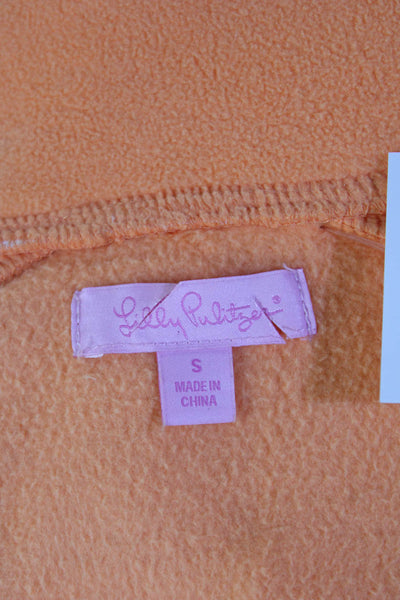 Lilly Pulitzer Womens Orange Collared Zip Solid Polyester Vest Fall Size S