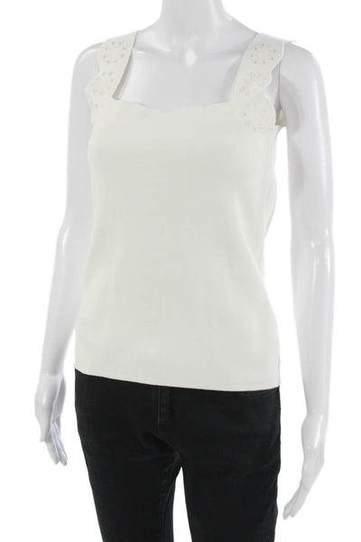 Tahari Women Camisole Square Neck Sleeveless White Petite Size S