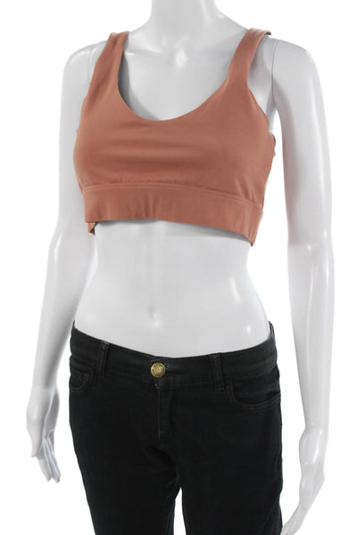 Varley Womens Scoop Neck Sleeveless Padded Sports Bra Mauve Size XL