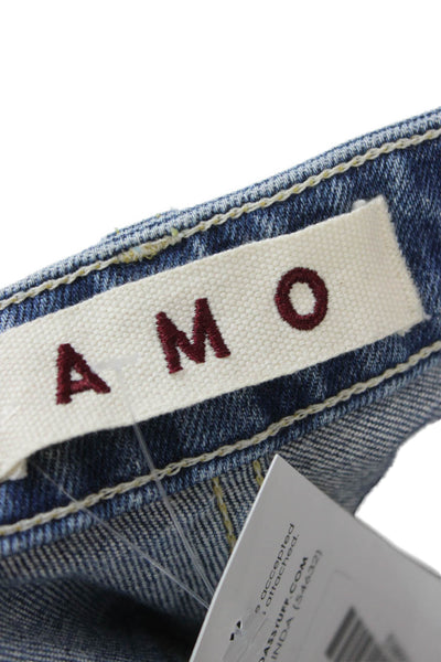 Amo Women Cropped Flared Jeans Blue High Rise 26 Inseam 98% Cotton Size 29