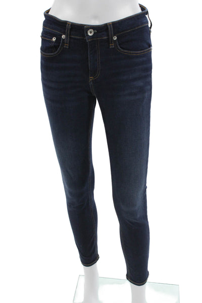 Rag & Bone Womens Skinny Ankle Jeans Dark Blue High Rise Size 26