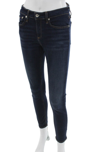 Rag & Bone Womens Skinny Ankle Jeans Dark Blue High Rise Size 26