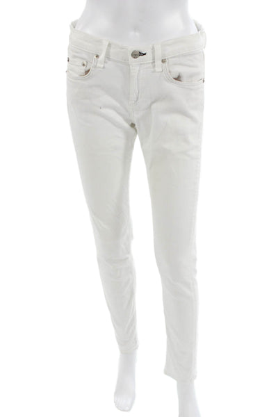Rag & Bone Jean Womens Skinny White Jeans Mid Rise 29 Inseam Size 26