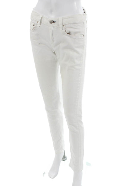 Rag & Bone Jean Womens Skinny White Jeans Mid Rise 29 Inseam Size 26