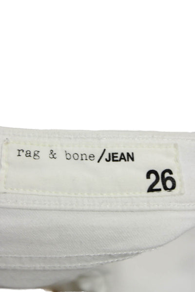 Rag & Bone Jean Womens Skinny White Jeans Mid Rise 29 Inseam Size 26