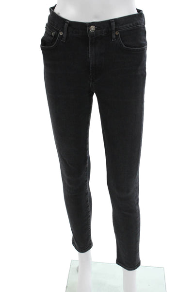 Agolde Womens Ankle Skinny Black Jeans High Rise Size 28