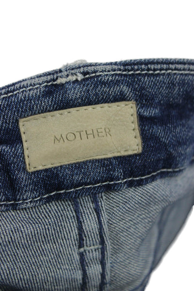 Mother Women Skinny Ankle Cropped Jeans Blue Mid Rise Button Size 26