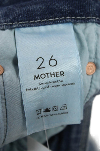 Mother Women Skinny Ankle Cropped Jeans Blue Mid Rise Button Size 26