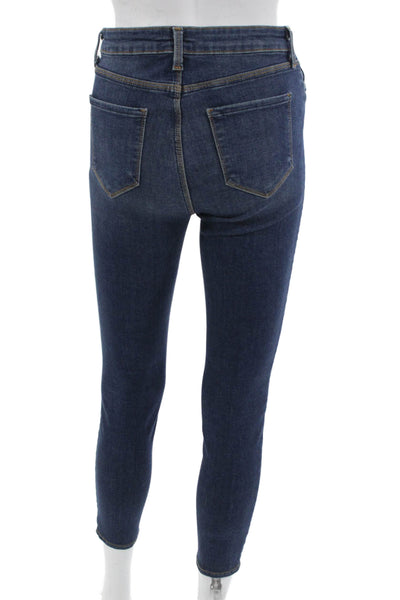 L'Agence Women Skinny Ankle Jeans Dark Blue High Rise Button Size 27