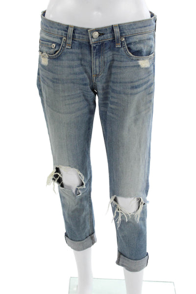 Rag & Bone Jean Womens Boyfriend Cropped Blue Jeans Size 26