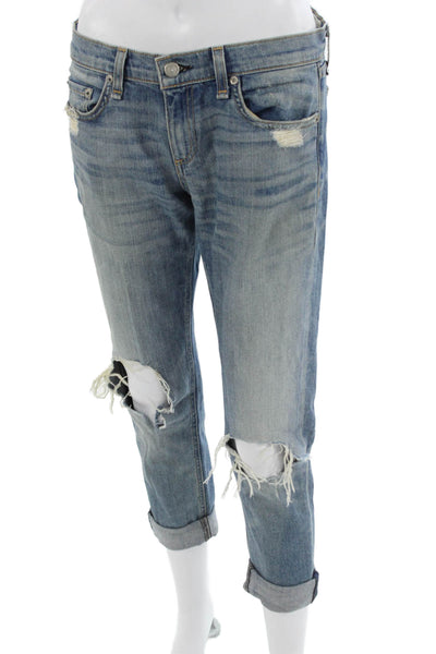 Rag & Bone Jean Womens Boyfriend Cropped Blue Jeans Size 26