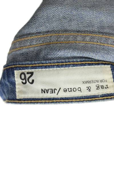 Rag & Bone Jean Womens Boyfriend Cropped Blue Jeans Size 26