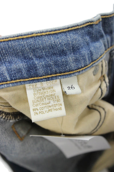Rag & Bone Jean Womens Boyfriend Cropped Blue Jeans Size 26