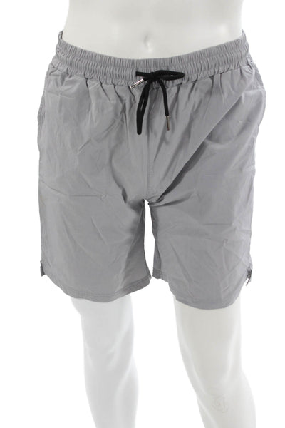 Coofandy Mens Beach Gray Drawstring Nylon Spandex Shorts Size M