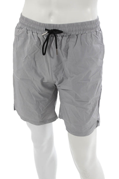 Coofandy Mens Beach Gray Drawstring Nylon Spandex Shorts Size M