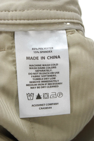 FJ Mens Chino Shorts Beige Button Solid Beach 85%Poly 15%Spandex Size 33