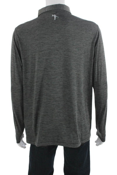AndersonOrd Mens Collared Long Sleeve Button-Up Polo Shirt Gray Size L