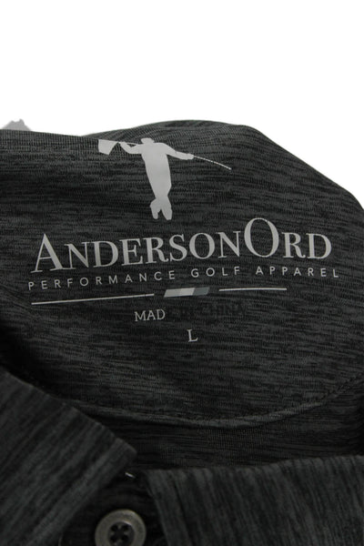AndersonOrd Mens Collared Long Sleeve Button-Up Polo Shirt Gray Size L