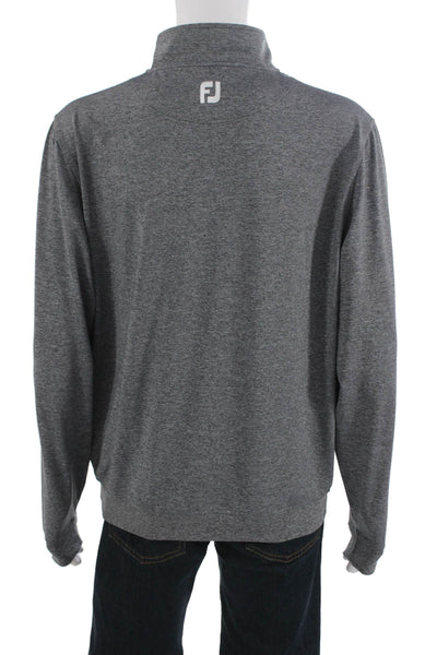 FJ Mens Stand-Up Jacket Gray Zip Nylon Spandex Sports Long Sleeve Size L