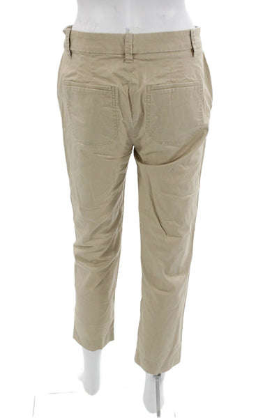 Vince Womens Cropped Chino Pants Beige Button 98% Cotton Size 4