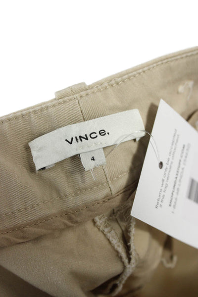 Vince Womens Cropped Chino Pants Beige Button 98% Cotton Size 4