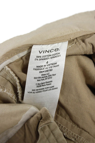 Vince Womens Cropped Chino Pants Beige Button 98% Cotton Size 4