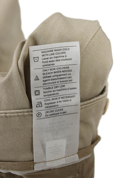 Vince Womens Cropped Chino Pants Beige Button 98% Cotton Size 4