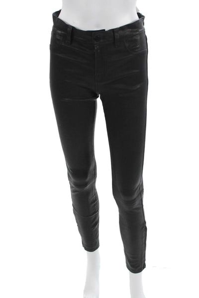 J Brand Women Biker Ankle Lamb Leather Jeggings Black Size 26