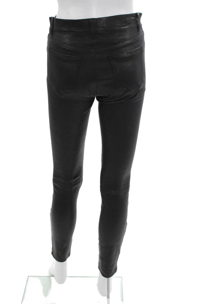 J Brand Women Biker Ankle Lamb Leather Jeggings Black Size 26