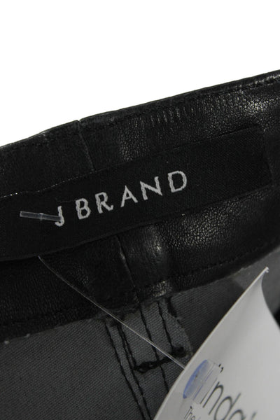 J Brand Women Biker Ankle Lamb Leather Jeggings Black Size 26