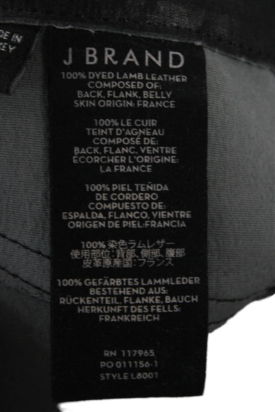J Brand Women Biker Ankle Lamb Leather Jeggings Black Size 26