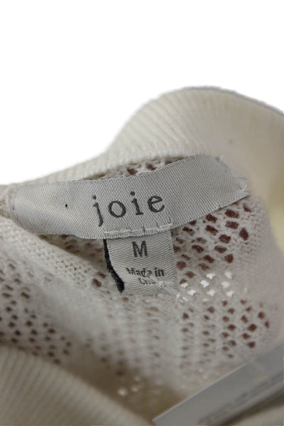 Joie Unisex Pullover Sweater White Geometric Crewneck 3/4 Sleeve Size M