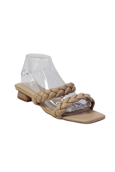 Vici Womens Leather Braided Straps Slide On Sandals Beige Size 40 10