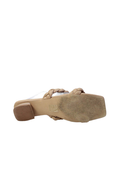Vici Womens Leather Braided Straps Slide On Sandals Beige Size 40 10