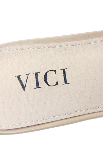 Vici Womens Leather Braided Straps Slide On Sandals Beige Size 40 10