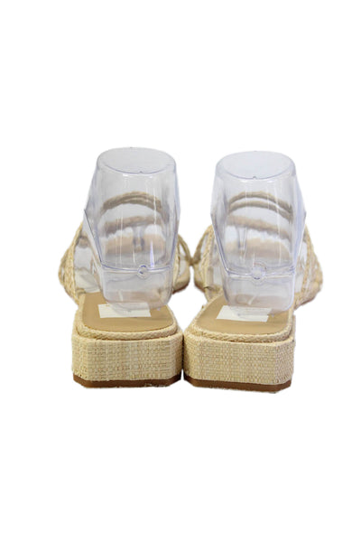 Dolce Vita Womens Straw Braided Strappy Slide On Sandals Beige Size 9.5
