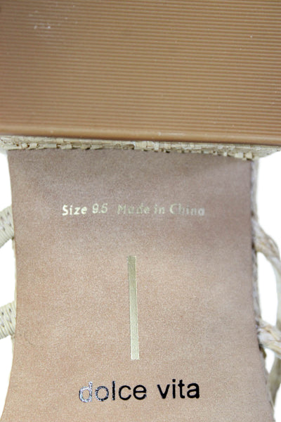 Dolce Vita Womens Straw Braided Strappy Slide On Sandals Beige Size 9.5