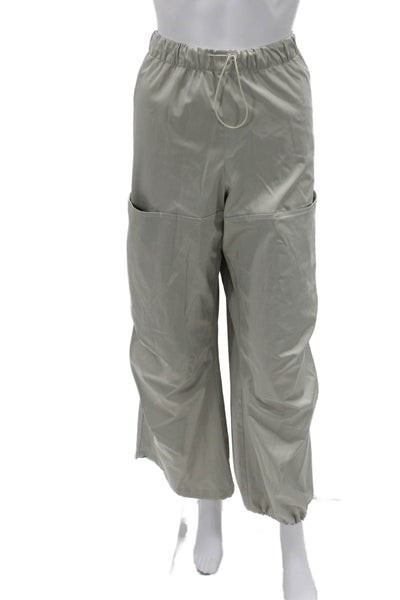 Zara Unisex Army Cargo Pants Gray Drawstring Polyester Cotton Elastane Size L