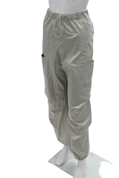 Zara Unisex Army Cargo Pants Gray Drawstring Polyester Cotton Elastane Size L