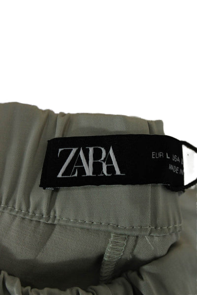 Zara Unisex Army Cargo Pants Gray Drawstring Polyester Cotton Elastane Size L